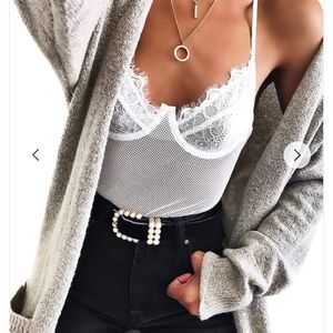 Forever 21 sheer lace & mesh bodysuit